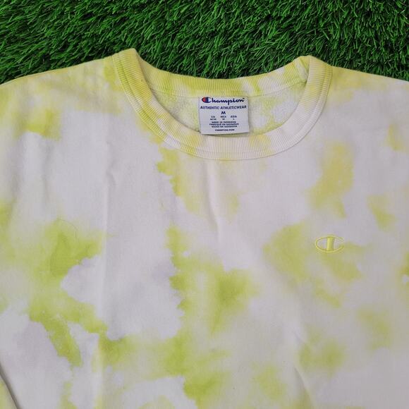 Champion Sweatshirt Medium 22x25 Green White Baggy - Picture 13 of 16